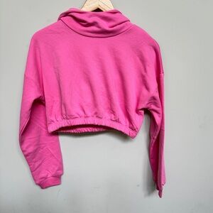 Naked Wardrobe Pink Cropped Hoodie Sweatshirt Long Sleeve Size Medium Women NWOT